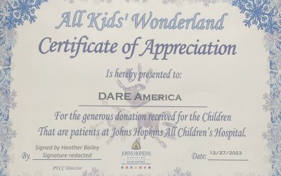 December 2023 KARE Donation to Johns Hopkins All Children’s Hospital