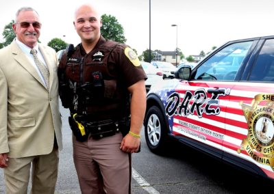 D.A.R.E. (Drug Abuse Resistance Education) educator of 20 years Jerry Clark, left, of the Frederick County Sheriff’s Office is retired and his son, Matthew Clark, is in his first year as a D.A.R.E. educator at Bass-Hoover Elementary School in the county.