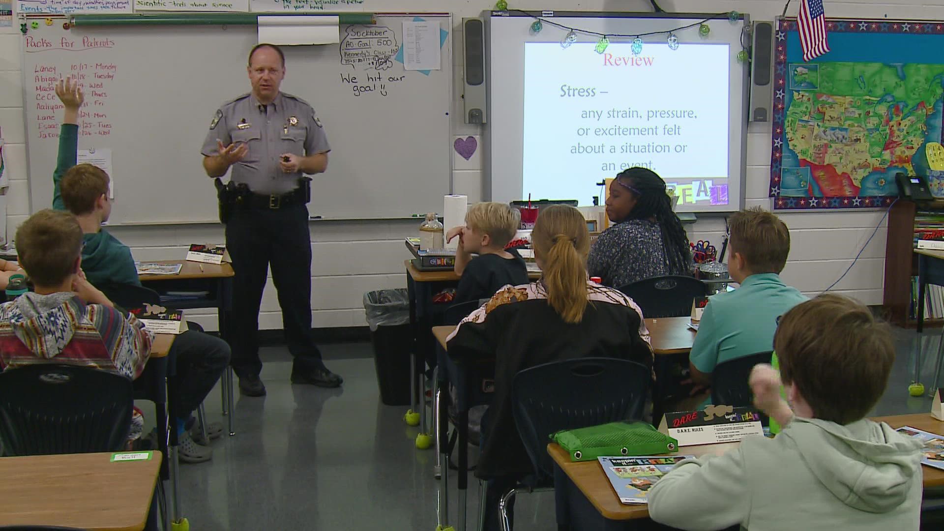 D.A.R.E. instructors, like Alamance Co. Sgt. Chad Laws, now teach conversation and stress management skills within the substance abuse prevention program.